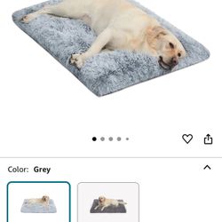 Large Dog Bed Crate Pad Mat for Cages Washable Bed for Large Medium Size Dog Soft Kennel Pad Anti-Slip Pet Bed,35" x 23",Grey 