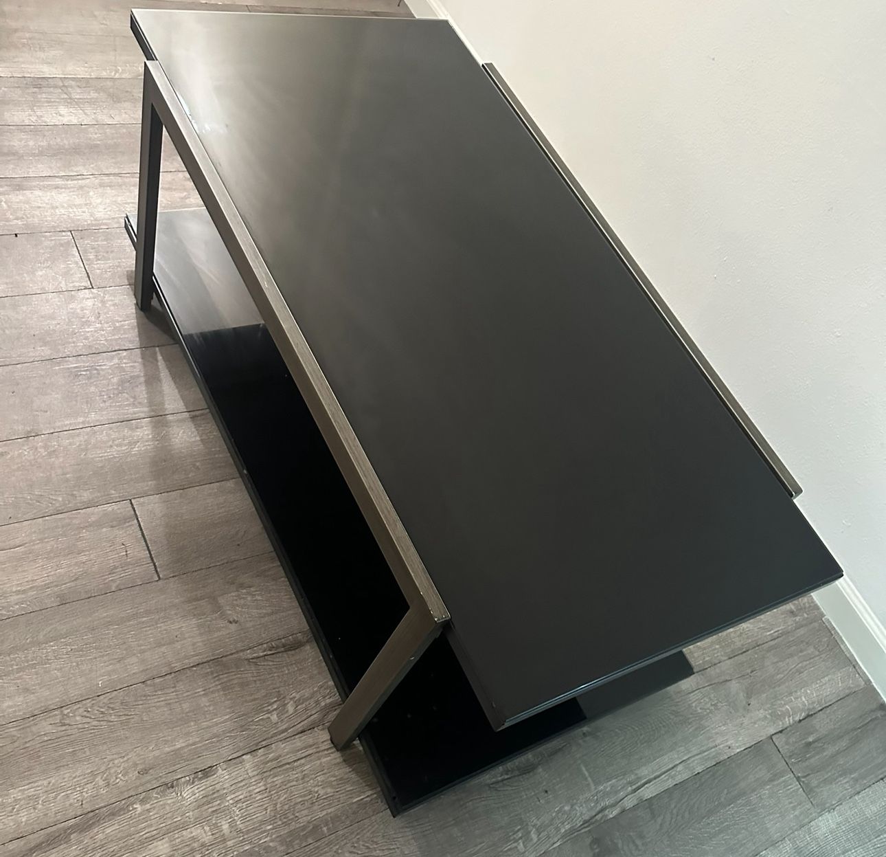 Black Glass Coffee Table With 2 Side Matching Tables