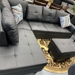 Sectional Sofa Black Leather Available 