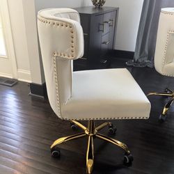 Modern White Desk Chair with Nailhead Trim(6)