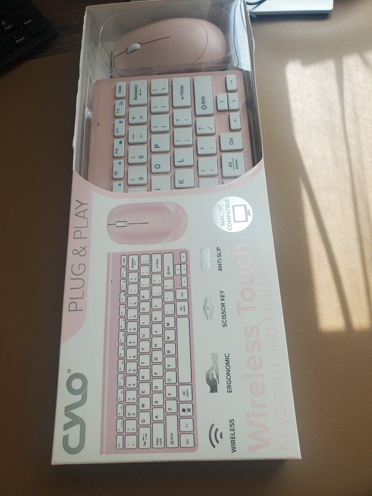 Pink Wireless Touch Keyboard and Mouse Set