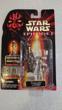 Vintage Hasbro Star Wars Episode I Gasgano w/Pit Droid Action Figure Commtech