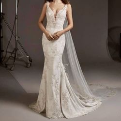 Pronovias Barcelona Auriga Fit And Flare Floral Wedding Dress
