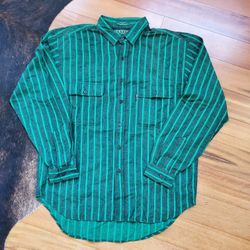 Men's Vintage Levi's Sutter Creek Big E Shirt Striped Button Down Green  L

