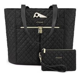LOVEVOOK Laptop Bag for Women 15.6 inch,Diamond Quilted Work Tote Bags Womens Laptop Tote Computer Shoulder Bags,Stylish Travel Tote Bags Laptop Purse