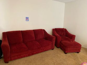 Red Couch With Ottoman