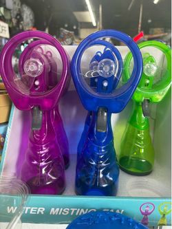 Portable Handheld Water Misting Fan (Battery Operated) – Purple, Blue, Green