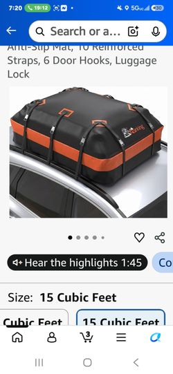 Rooftop Cargo Carrier Bag 15 Cubic Feet
