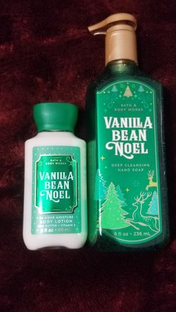 Set of 2 Bath & Body Works Vanilla Bean Noel: 8 oz Antibacterial Soap + 3 oz. Lotion (retail: $13+tax)
