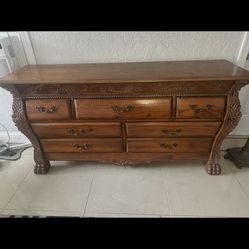 Fairmont-Style Solid Wood Dresser with Intricate Carvings