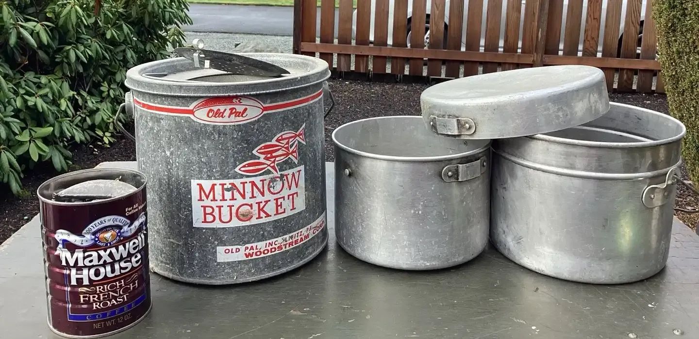 Vtg Old Pal Minnow Bucket Floating 10 Qt Galvanized Steel, Pots & Fishing Weight