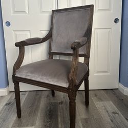Restoration Hardware Linen Armchair – Vintage French Style, Solid Wood Frame