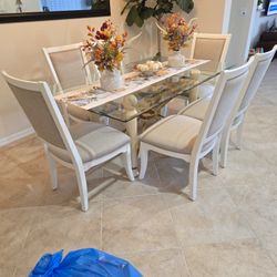 Diningroom Set- Glass, Metal, Wood