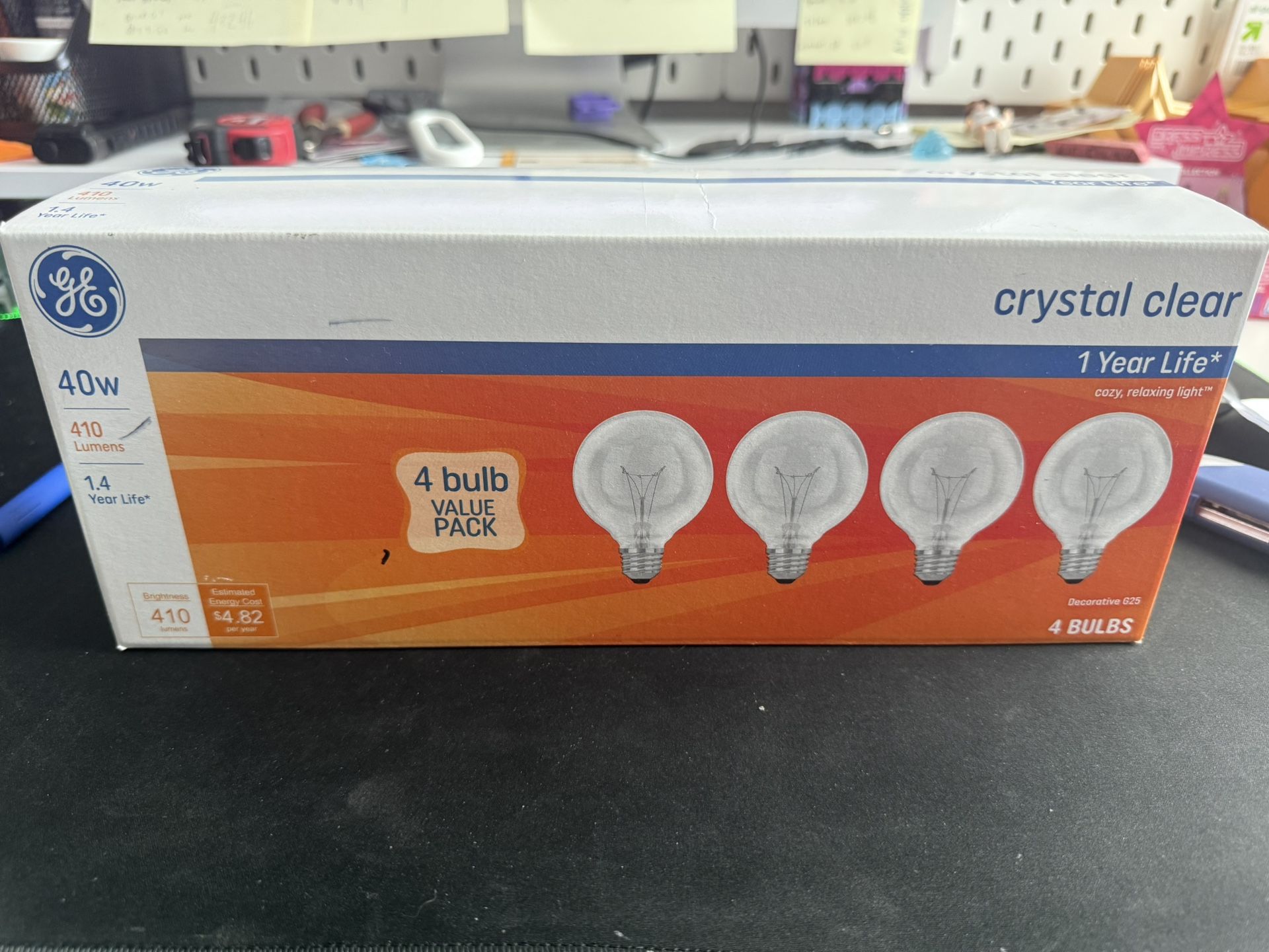 GE 40w Crystal Clear Decorative Light Bulb G25 4 Bulbs Per Pack