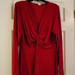 Libian Red Long Sleeve Dress, Size 2X