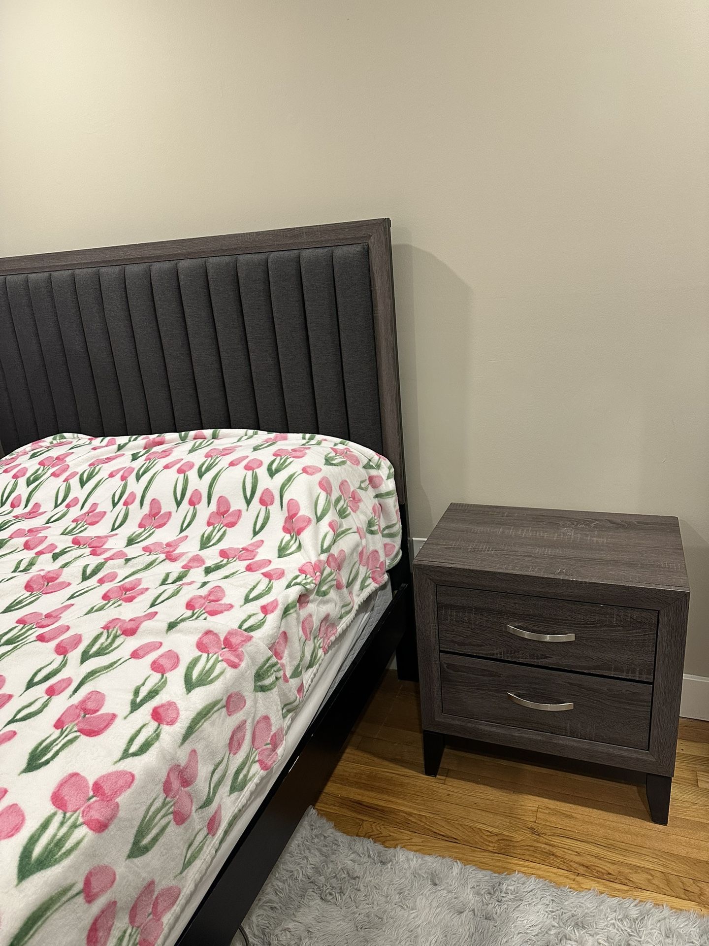 Queen Bed, Night Stand With New Foam High Quality Mattress And Box Spring For $999