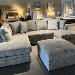 Light Grey 2pc Chaise Sectional Couch 