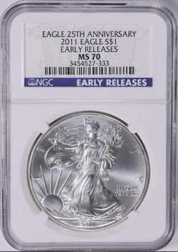 2011 $1 Silver Eagle Early Releases NGC MS-70