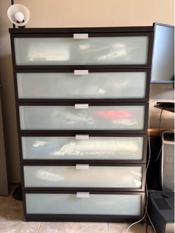 IKEA Brimnes 6 Drawer Dresser Black Frosted Glass