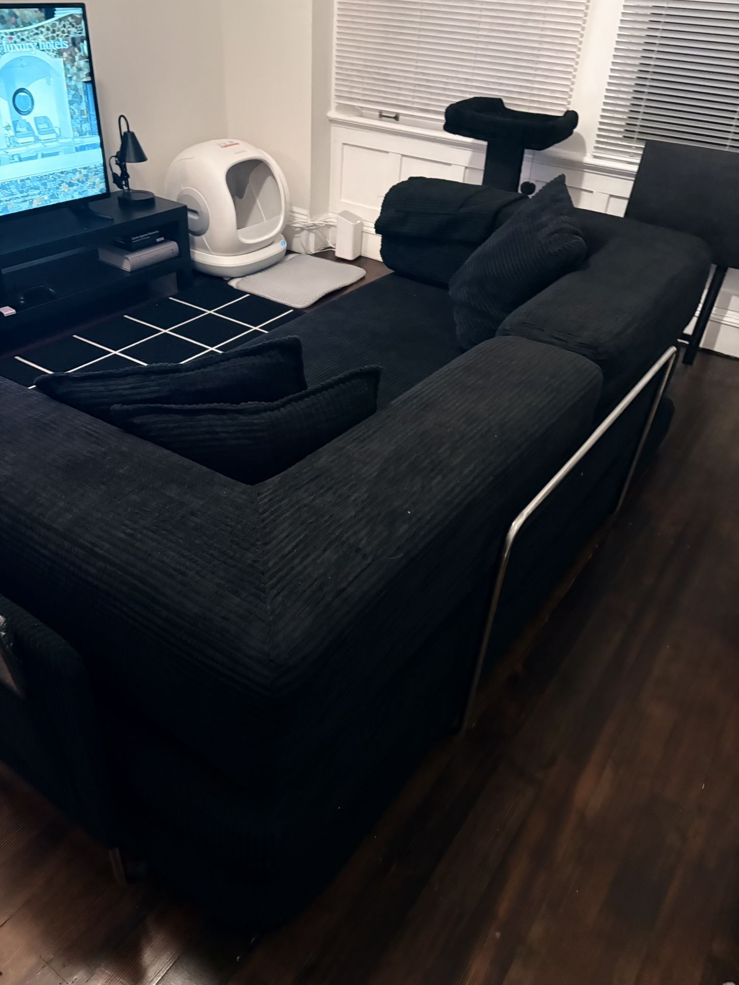 Black Convertible Boneless Couch 