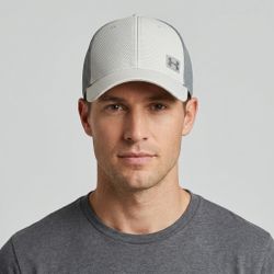 UNDER ARMOUR Men Light Grey Mesh Trucker Hat Snapback Baseball Cap Logo Gorpcore