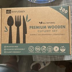 Everybasix branded 300-piece Premium Wooden Cutlery Set.  It  NEW INBOX.