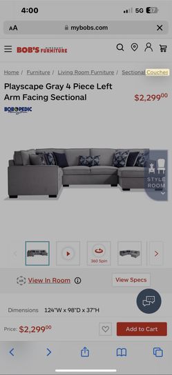 Sectional Grey Couch 