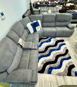 Memorial Day sale. Alejandra Gray reclining sectional only $1399. Easy finance option. Same day delivery.