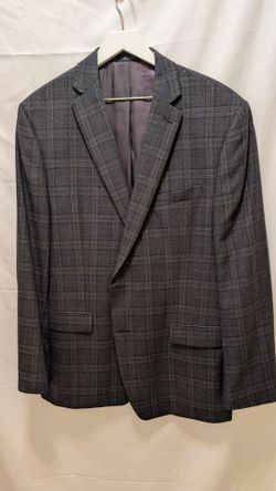 Calvin Klein Men's Gray Plaid Suit Jacket