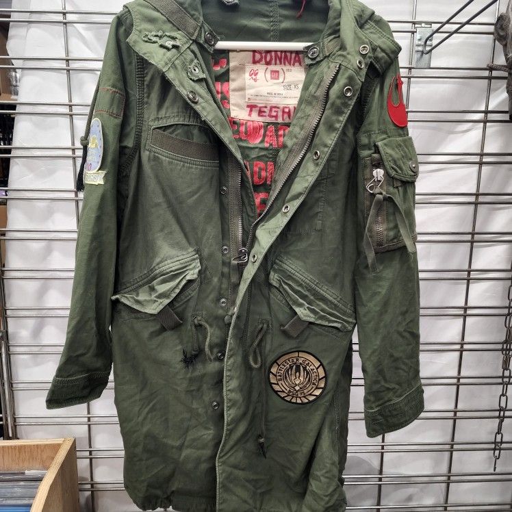 Vintage Gap RED Military Coat Green Jacket Size XS