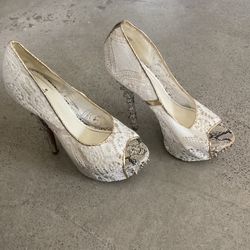 White & Gold Heels w/ Studs
