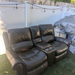 Leather Reclining Electric Couch