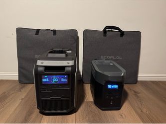 EcoFlow Delta 2 Max and Dual Fuel 3000 Smart Generator and 2x 220W Bifacial Solar Panels