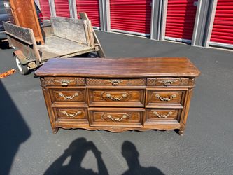 French Provincial Wood Dresser with Brass Hardware