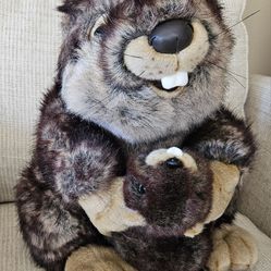 Brown Beaver with Baby Plush Stuffed Animal 18" Tall