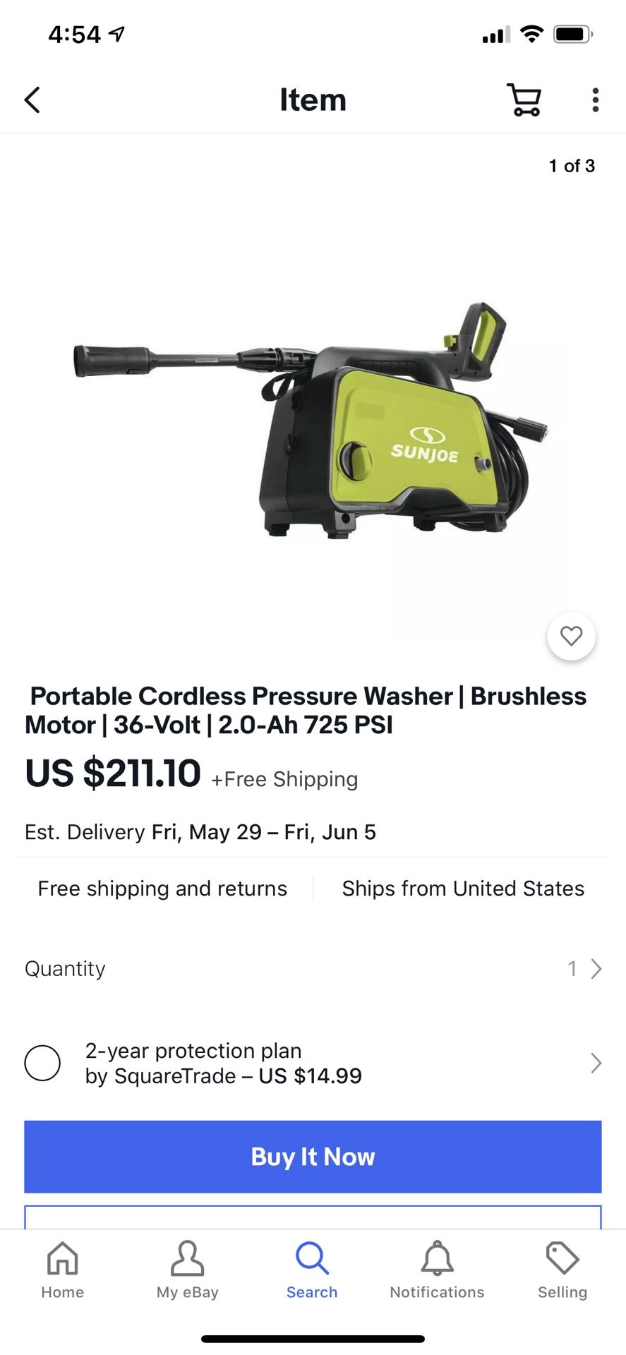 Portable Cordless Pressure Washer | Brushless Motor | 36-Volt | 2.0-Ah 725 PSI