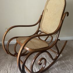 Vintage Thonet Style Bentwood Caned Rocking Chair