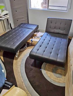 2 Faux Leather Lounge Chairs – Like New!