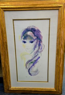 Framed, signed color seriolithograph titled "The Queen" by artist Shan-Merry. 37"×25.5"