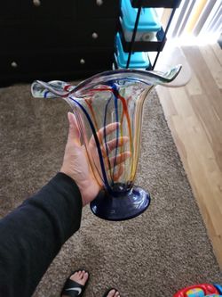Vintage 70s Hand-blown Glass Vase