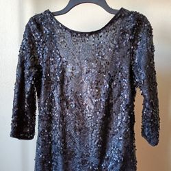 H&M Black Mini Sequined Dress. Size S