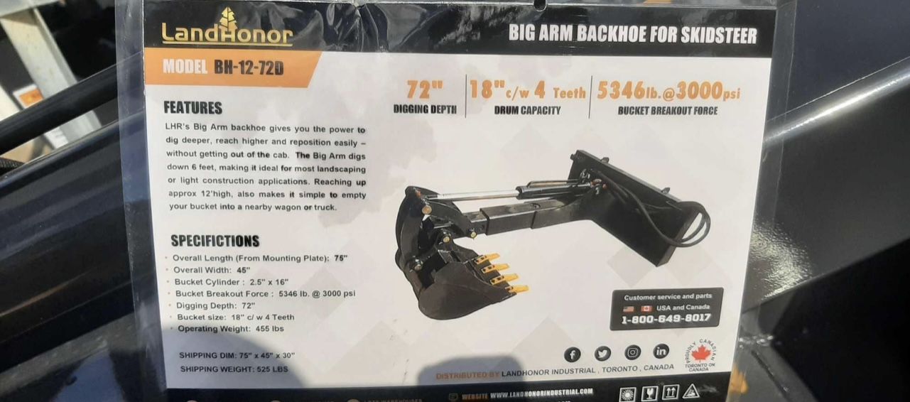 NEW BIG ARM BACKHOE FOR SKID STEER. ATTACHMENT