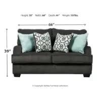 1410135 Ashley Furniture Charenton Loveseat ; Description: Loveseat ; Dimension: 66.0W x 39.0H x 41.0D ; Weight: 107.0 lbs ; Cubes