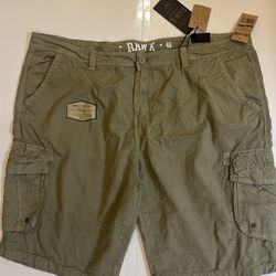 RAW X Mens Cargo Shorts, Size 46 Stone Color New With Tags