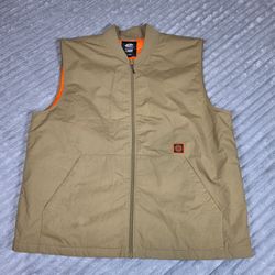 Vans X Spitfire Wheels Bike Vest Khaki Orange Lined Packable Mens Size 2XL