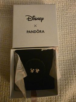 Pandora Disney Mickey Mouse & Minnie Mouse Silhouette Stud Earrings,