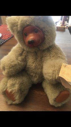 Robert Raikes Bear With Wooden Face / Vintage