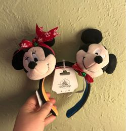 Disney Mickey & Minnie Christmas Ear Headbands Set