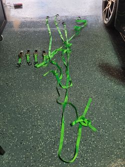 Green Ratchet Tie-Down Straps Set