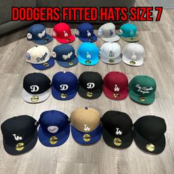 MLB New Era Los Angeles Dodgers Blue Patch Multi Colors 59fifty Fitted Hats Size 7 